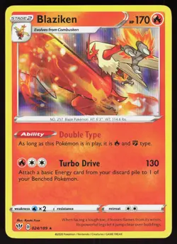 Blaziken 024/189 Holo Rare Darkness Ablaze Pokemon Holo Lightly Played - Image 1