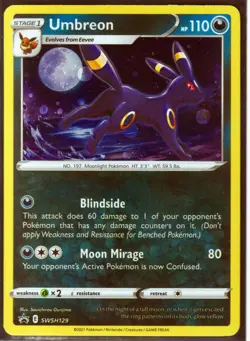 2021 Pokemon UMBREON SWSH129 with SWIRLS ON THE MOON-PROMO- HOLO-RARE- NM - Image 2