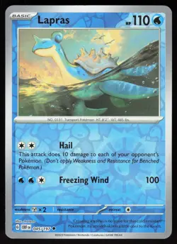 Lapras 045/197 Uncommon Obsidian Flames Pokemon Reverse Holo Near Mint - Image 1
