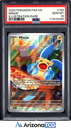 Pokemon 2023 Minun 194/182 Illustration Rare Paradox Rift GEM MINT PSA 10 - Image 1