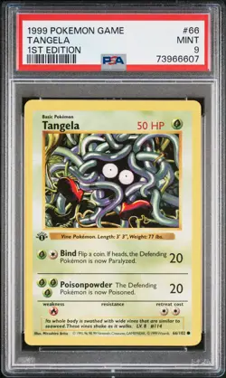 1999 POKEMON BASE SET 1ST EDITION #66 TANGELA PSA 9 - Image 1