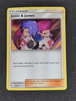 Jessie & James 58/68 Hidden Fates Pokemon Card NM - Image 1