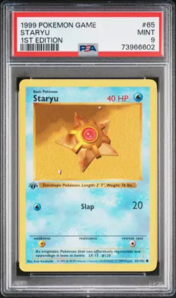1999 POKEMON BASE SET 1ST EDITION #65 STARYU PSA 9 - Image 1