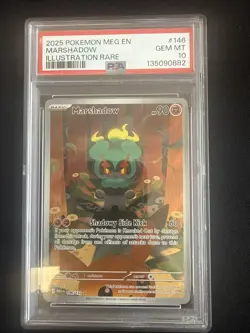 Pokemon TCG Marshadow 146/132 ME01 Rare Mega Evolutions Illustration PSA 10 Gem - Image 1
