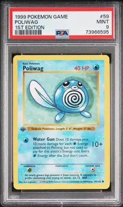 1999 POKEMON BASE SET 1ST EDITION #59 POLIWAG PSA 9 - Image 1