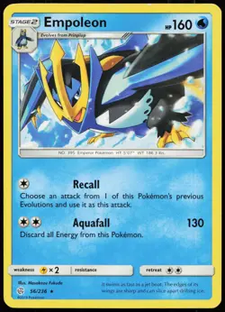 Empoleon 56/236 Rare Cosmic Eclipse Pokemon Lightly Played - Image 1