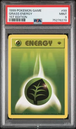 1999 POKEMON BASE SET 1ST EDITION #99 GRASS ENERGY PSA 9 - Image 1
