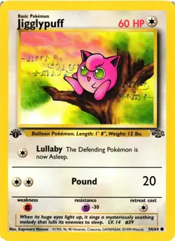 Pokemon TCG Jigglypuff Jungle 54/64 Basic Common 1st Edition LP - Image 1