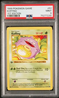 1999 POKEMON BASE SET 1ST EDITION #51 KOFFING PSA 9 - Image 1