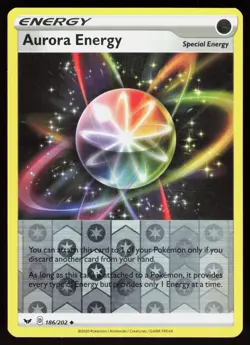 Aurora Energy 186/202 Uncommon Sword & Shield Pokemon Reverse Holo LP - Image 1