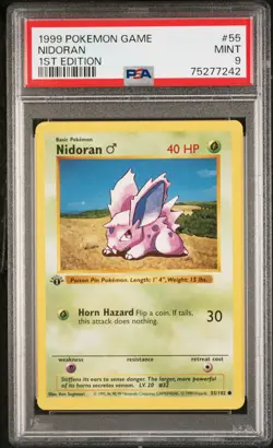 1999 POKEMON BASE SET 1ST EDITION #55 NIDORAN PSA 9 - Image 1