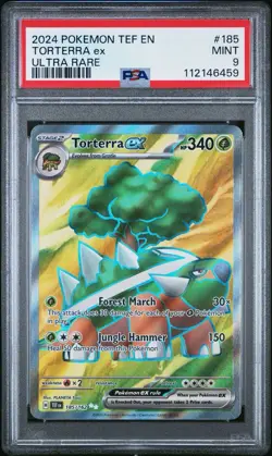 2024 Pokemon TEF EN TORTERRA EX #185/162 Ultra Rare PSA 9 - Image 1