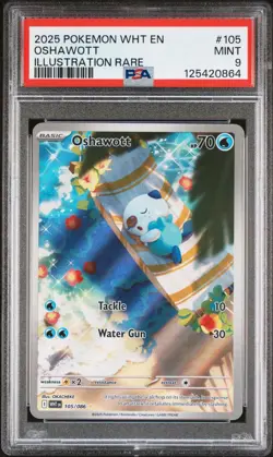 2025 Pokemon White Flare # 105 Oshawott Illustration Rare PSA 9 MINT Free Ship! - Image 1