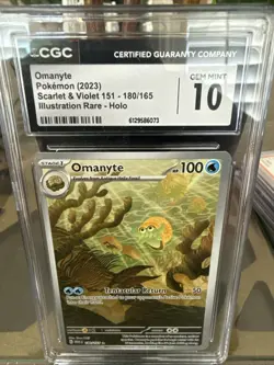 Pokemon Omanyte 180/165 Illustration Rare Holo CGC 10 Scarlet & Violet 151 - Image 1
