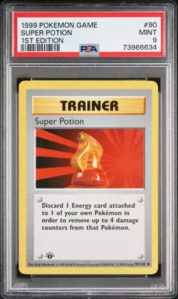 1999 POKEMON BASE SET 1ST EDITION #90 SUPER POTION PSA 9 - Image 1