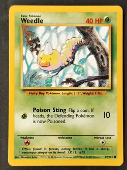 Weedle 069/102 🟢 ✰Vintage✰ Base Set, WOTC Pokemon 1999 •LP/MP - Image 1