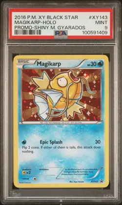 2016 Pokemon XY Black Star Promo Shiny Mega Gyarados #XY143 Magikarp Holo PSA 9 - Image 1