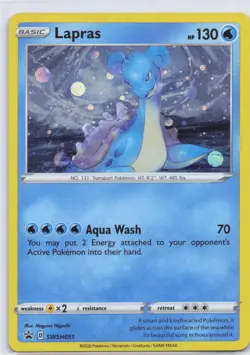 Lapras SWSH051 Cosmos Holo Promo Sword & Shield Promo Pokemon NM W/Swirl 𖦹 - Image 2