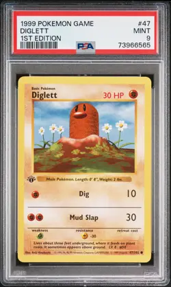 1999 POKEMON BASE SET 1ST EDITION #47 DIGLETT PSA 9 - Image 1