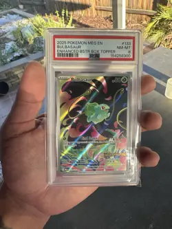 2025 Pokemon Bulbasaur 133/132 Mega Evolution Enhanced Stamped PSA 8 Promo - Image 1