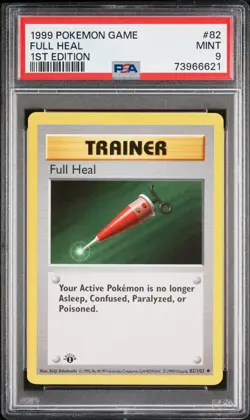 1999 POKEMON BASE SET 1ST EDITION #82 FULL HEAL PSA 9 - Image 1