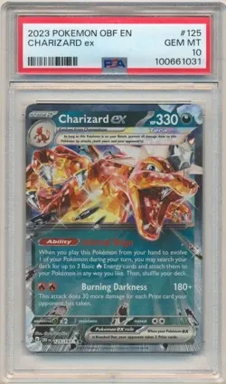 2023 Pokemon Obsidian Flames Charizard ex 125/197 Double Rare PSA 10 Gem Mint - Image 1