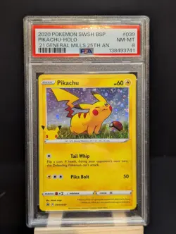 PSA 8 Pikachu Holo 2020 SWSH039 General Mills 25th Anniversary Promo - Image 1