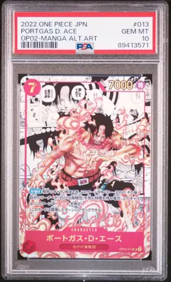 MANGA ALT ART PORTGAS D. ACE One Piece OP02 Paramount War Japanese #013 PSA 10 - Image 1