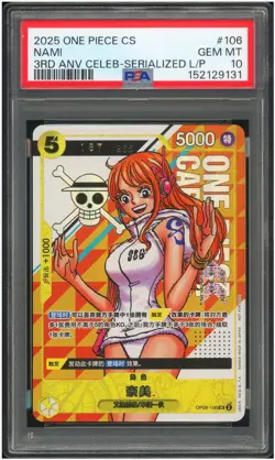 One Piece Chinese Card Game 3rd Anniversary Prize Nami OP08-106 NO#187 PSA 10 - Image 1