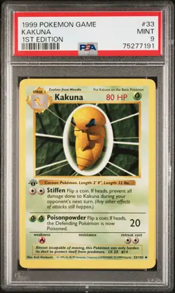 1999 POKEMON BASE SET 1ST EDITION #33 KAKUNA PSA 9 - Image 1