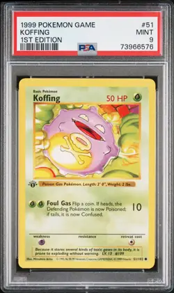 1999 POKEMON BASE SET 1ST EDITION #51 KOFFING PSA 9 - Image 1