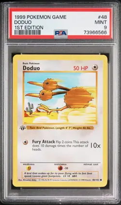 1999 POKEMON BASE SET 1ST EDITION #48 DODUO PSA 9 - Image 1
