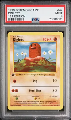 1999 POKEMON BASE SET 1ST EDITION #47 DIGLETT PSA 9 - Image 1