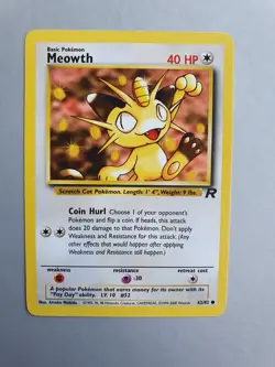 Meowth 62/82 Pokemon TCG Team Rocket Set (1999-2000) Common NM - Image 1