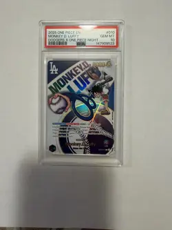 2025 ONE PIECE PROMOS DODGERS X ONE PIECE NIGHT #010 MONKEY D. LUFFY PSA 10 - Image 3
