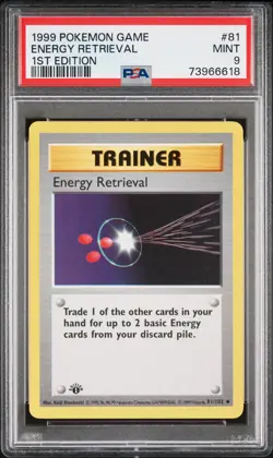 1999 POKEMON BASE SET 1ST EDITION #81 ENERGY RETRIEVAL PSA 9 - Image 1