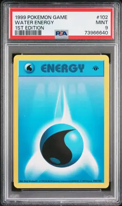 1999 POKEMON BASE SET 1ST EDITION #102 WATER ENERGY PSA 9 - Image 1