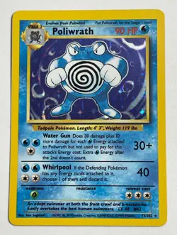 Pokemon Base Set Poliwrath 13/102 Holo Rare WOTC Vintage Card LP - Image 1