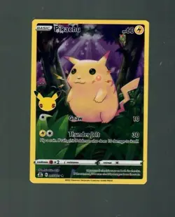 Pikachu Base Set Full Art 005/025 25th Anniversary Pokemon Celebrations NM - Image 1