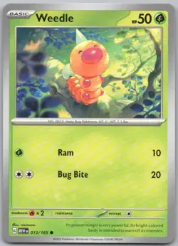 Weedle 013 151 Normal Grass Pokemon Card NM - Image 1