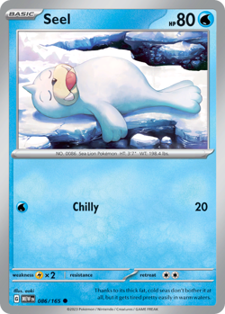 Seel 086 151 Normal Water Pokemon Card NM - Image 1