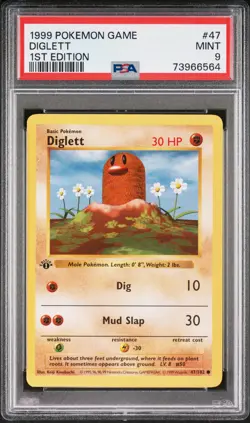 1999 POKEMON BASE SET 1ST EDITION #47 DIGLETT PSA 9 - Image 1