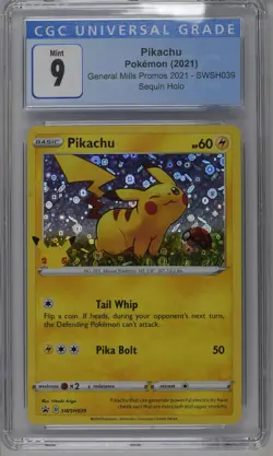 Pikachu SWSH039 General Mills Promo Pokemon TCG CGC 9 #5023 - Image 1