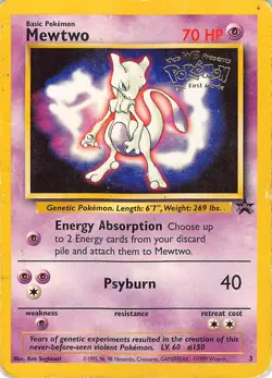 Mewtwo 3 Promo Wizards Black Star Promos Pokemon Heavily Played - Image 1