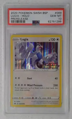 1x V0536: 2020: Lugia: SWSH069: Prerelease: Holo Promo: PSA: 10: GEM MT: 627512 - Image 1