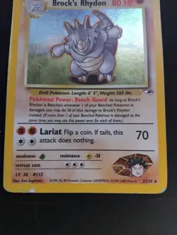 MP Brock's Rhydon 2/132 Holo Rare Pokemon Gym Heroes Moderately Played Pokemon - Image 2