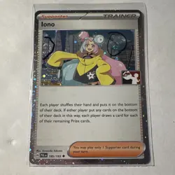 Pokemon Iono Trainer-Supporter 185/193 Holo prize pack play stamp 🌀🌀 swirls - Image 1