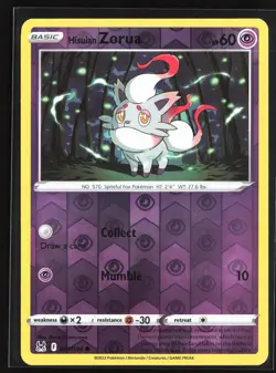 Pokemon TCG - Hisuian Zorua Reverse Holo Common SWSH11: Lost Origin 075/196 NM - Image 1