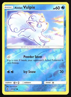 Pokemon TCG - Alolan Vulpix Reverse Holo Common SM - Burning Shadows 27/147 NM - Image 1