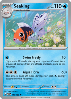 Seaking 119 151 Normal Water Pokemon Card NM - Image 1